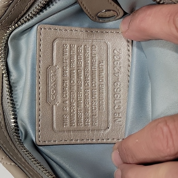 Coach Clutch / Wristlet.  Metallic Taupe Color with Silver Hardware, EUC - Picture 6 of 12